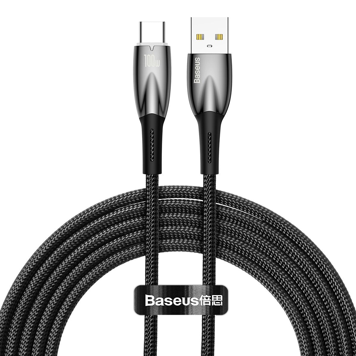 Data and Charging Cable USB-A - USB-C Baseus Glimmer Series, 100W, 2m, Black CADH000501