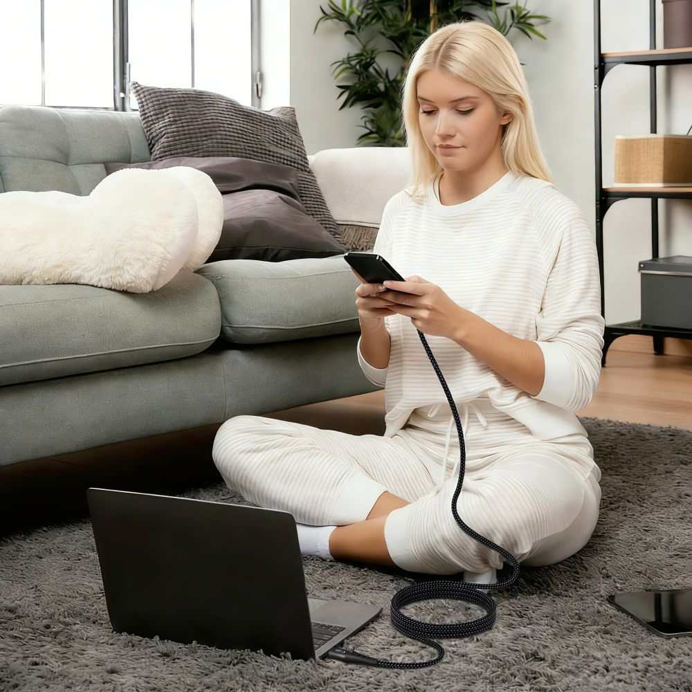 USB-C Data and Charging Cable - USB-C Tech-Protect UB11T Ultraboost, 100W, 2m, Black