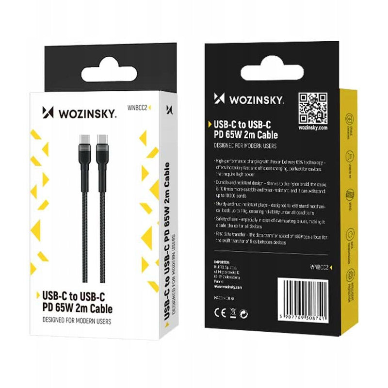 USB-C Data and Charging Cable - USB-C WZK WNBCC2, 65W, 2m, Black
