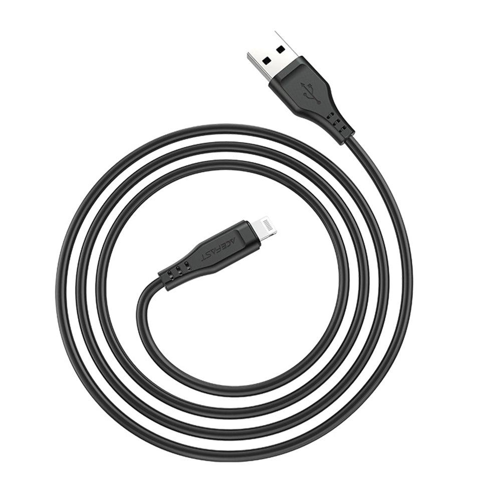 USB-A to Lightning Data and Charging Cable Acefast C3-02, 18W, 1.2m, Black