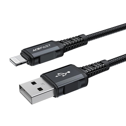 USB-A to Lightning Data and Charging Cable Acefast C4-02, 18W, 1.8m, Black