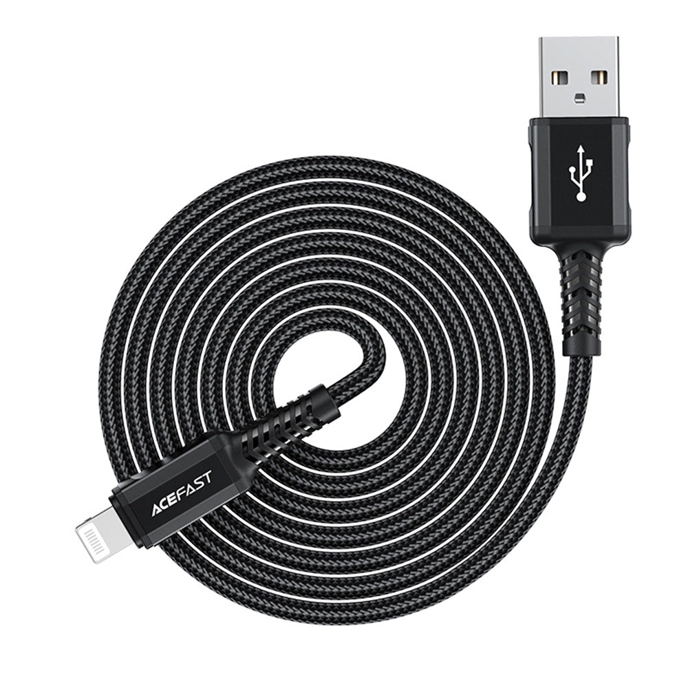 USB-A to Lightning Data and Charging Cable Acefast C4-02, 18W, 1.8m, Black