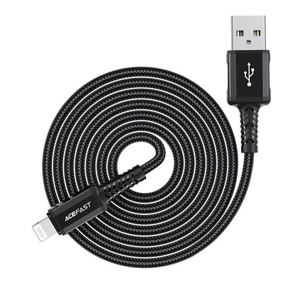 USB-A to Lightning Data and Charging Cable Acefast C4-02, 18W, 1.8m, Black