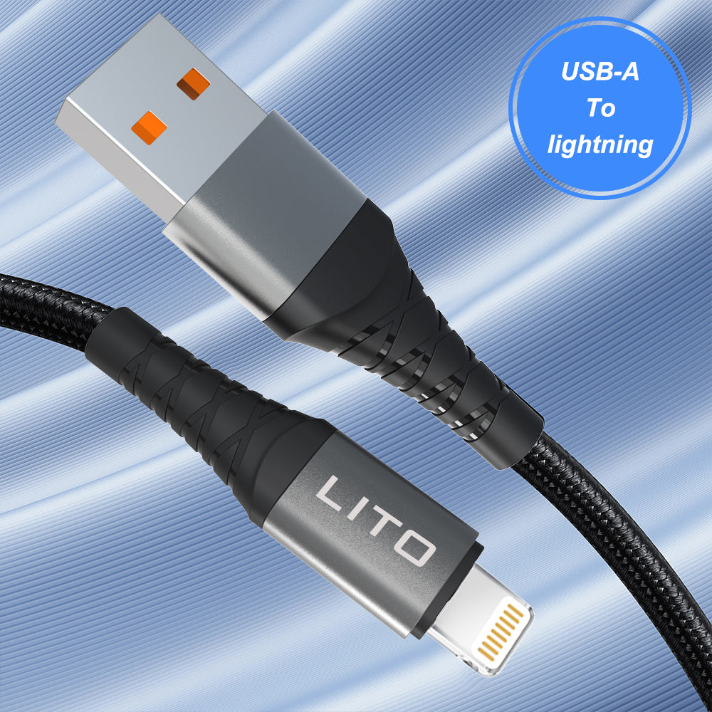 USB-A to Lightning Data and Charging Cable Lito LD08L, 18W, 1m, Black