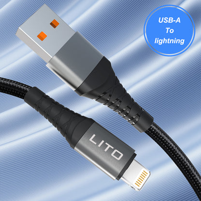 USB-A to Lightning Data and Charging Cable Lito LD22L, 18W, 2m, Black