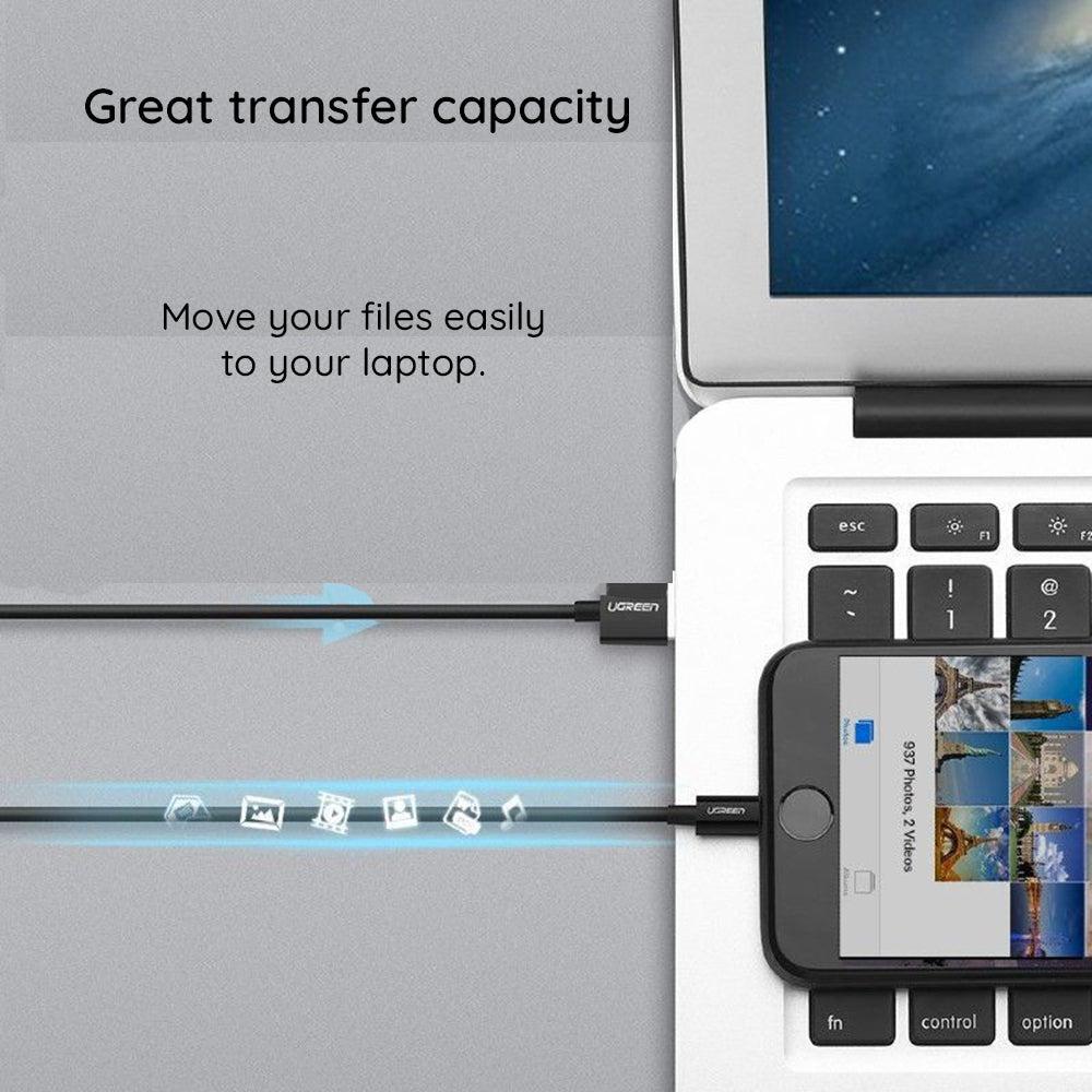 UGREEN 80823 USB-A to Lightning Data and Charging Cable, 18W, 2m, Black