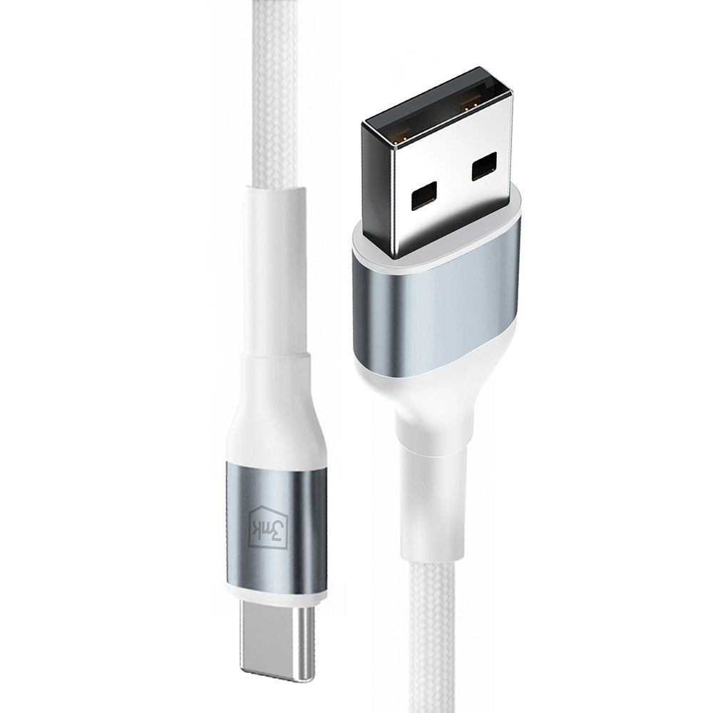 USB-A to USB-C Data and Charging Cable 3MK Hyper N, 18W, 1m, White