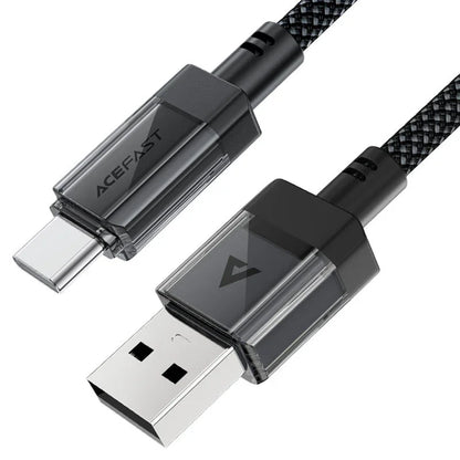 USB-A to USB-C Data and Charging Cable Acefast C12-04, 18W, 1.2m, Black