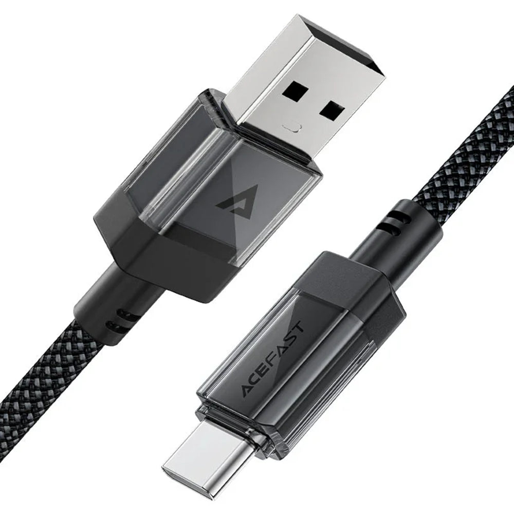 USB-A to USB-C Data and Charging Cable Acefast C12-04, 18W, 1.2m, Black