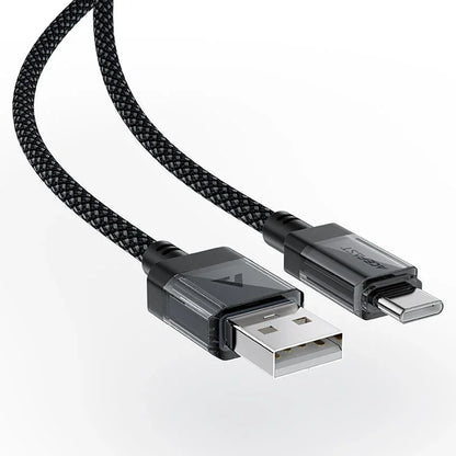 USB-A to USB-C Data and Charging Cable Acefast C12-04, 18W, 1.2m, Black