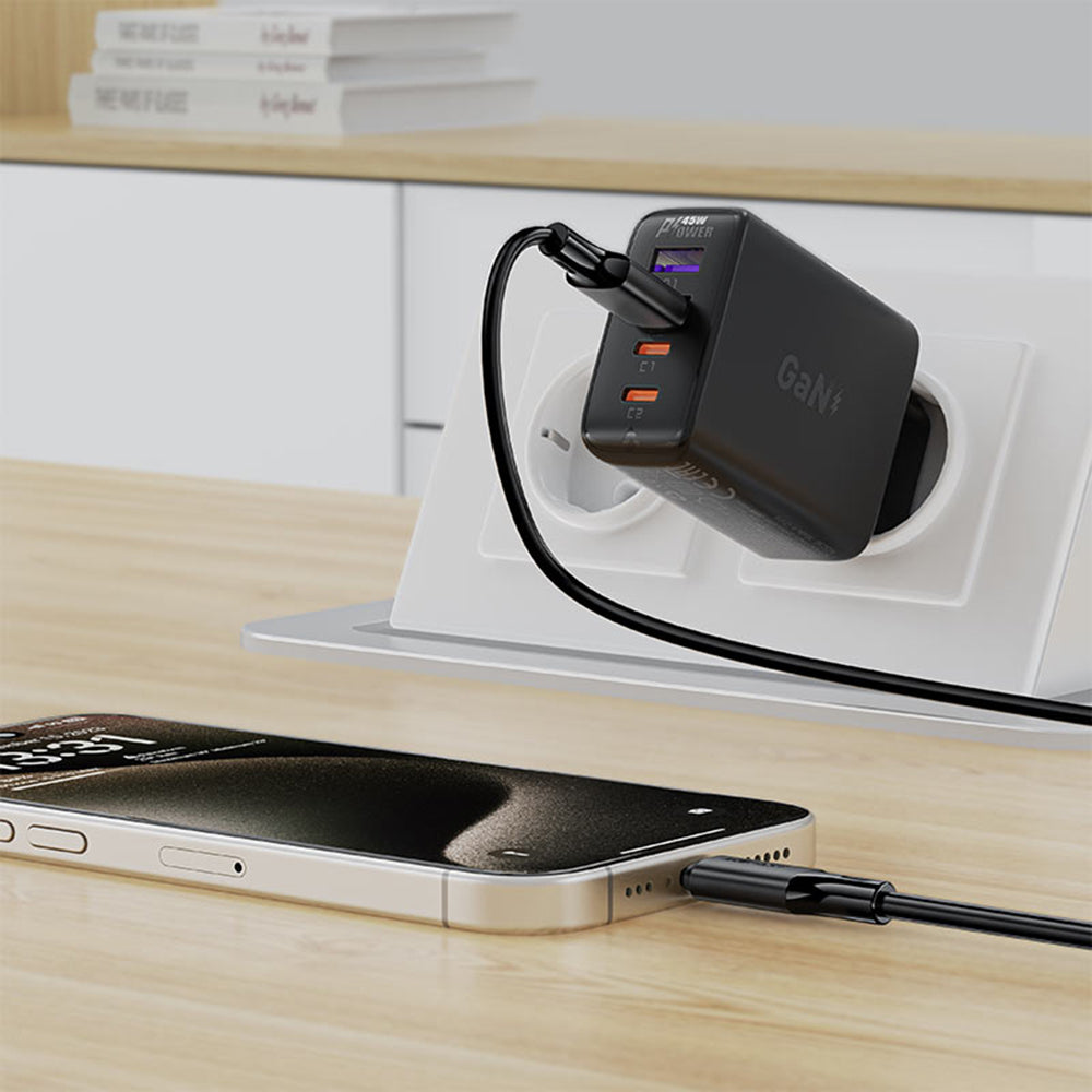 USB-A to USB-C Data and Charging Cable Acefast C17-04, 18W, 1.2m, Black