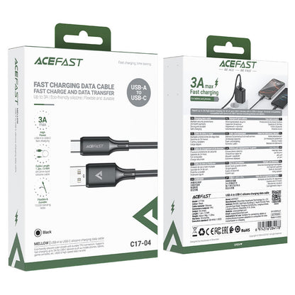 USB-A to USB-C Data and Charging Cable Acefast C17-04, 18W, 1.2m, Black