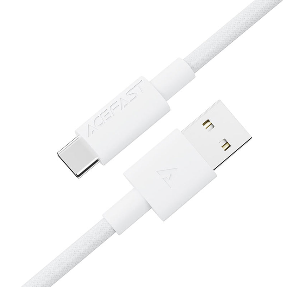 USB-A to USB-C Data and Charging Cable Acefast C18-04, 18W, 1.2m, White