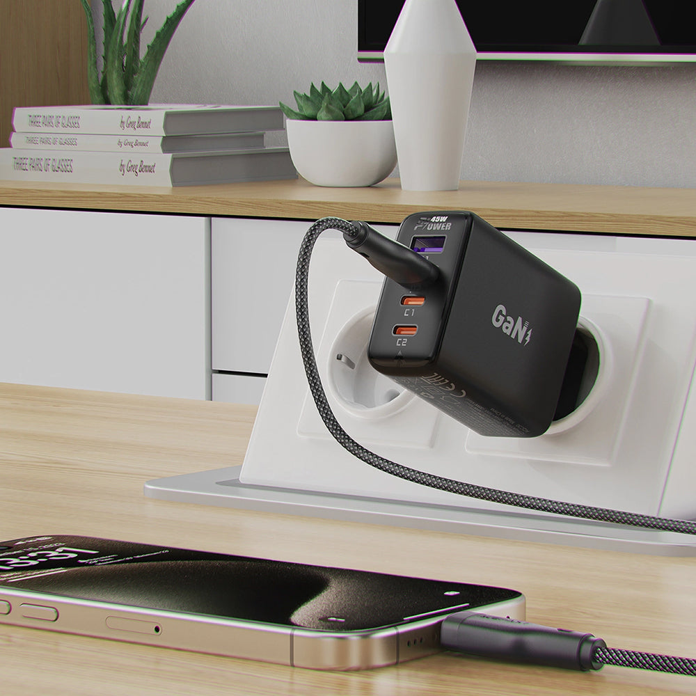 Acefast C8-04 USB-A to USB-C Data and Charging Cable, 18W, 1.2m, Black