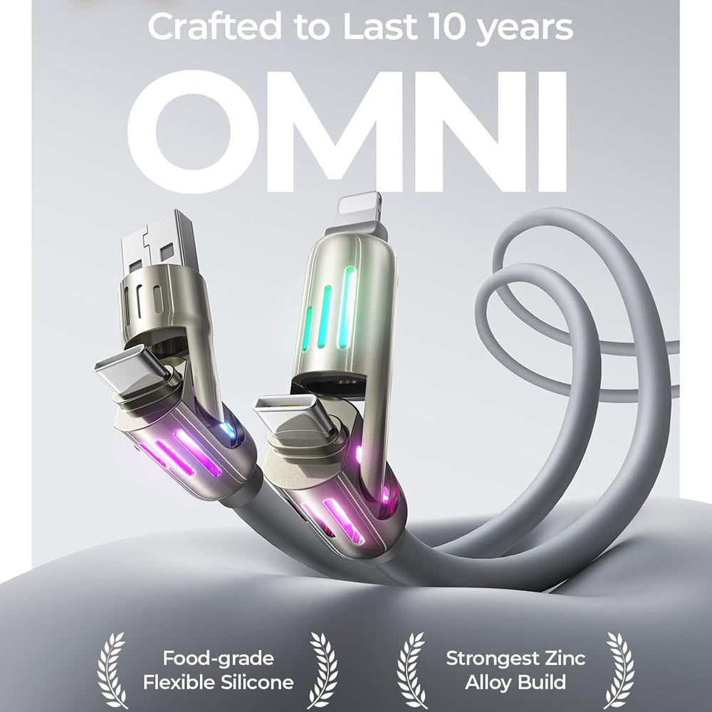 USB-A / USB-C - Lightning / USB-C Lisen 4in1 Data and Charging Cable, 240W, 2m, Gray YL0124110002