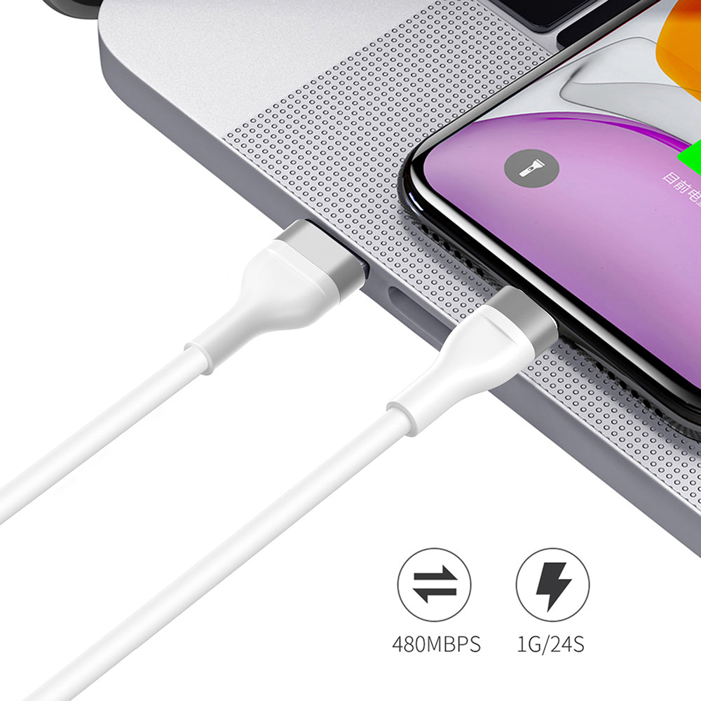 USB-A to USB-C Data and Charging Cable Lito LD02C, 18W, 1.2m, White