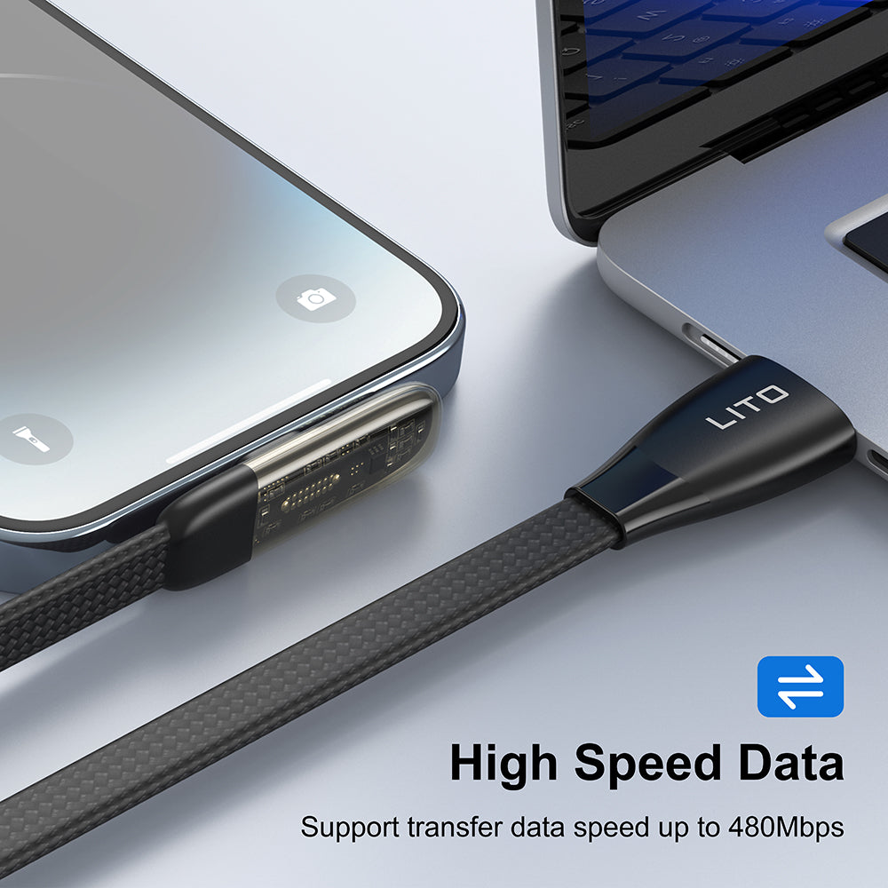 USB-A to USB-C Data and Charging Cable Lito LD11C, 18W, 1m, Black