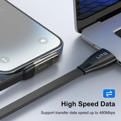 USB-A to USB-C Data and Charging Cable Lito LD11C, 18W, 1m, Black