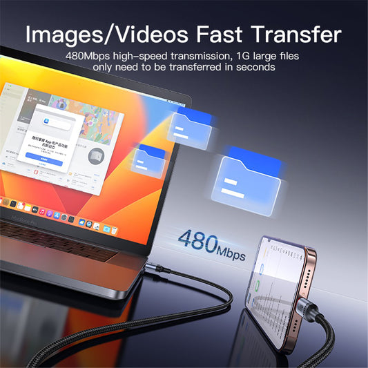 USB-A to USB-C Data and Charging Cable Yesido CA129C, 18W, 1.2m, Black