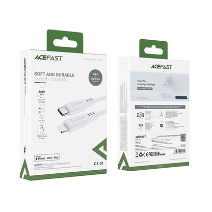 USB-C to Lightning Data and Charging Cable Acefast C3-01, 30W, 1.2m, White