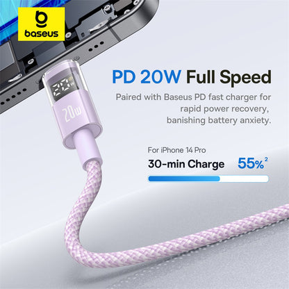 USB-C - Lightning Baseus Display 2 Data and Charging Cable, 20W, 2m, Purple P10382703511-01