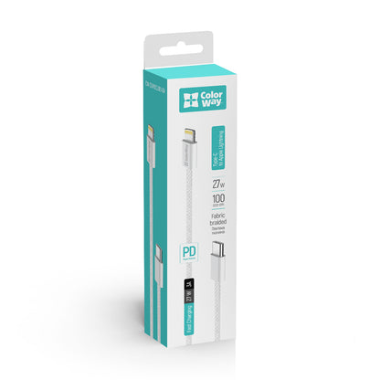 USB-C to Lightning Data and Charging Cable ColorWay CW-CBPDCL061, 27W, 1m, Gray