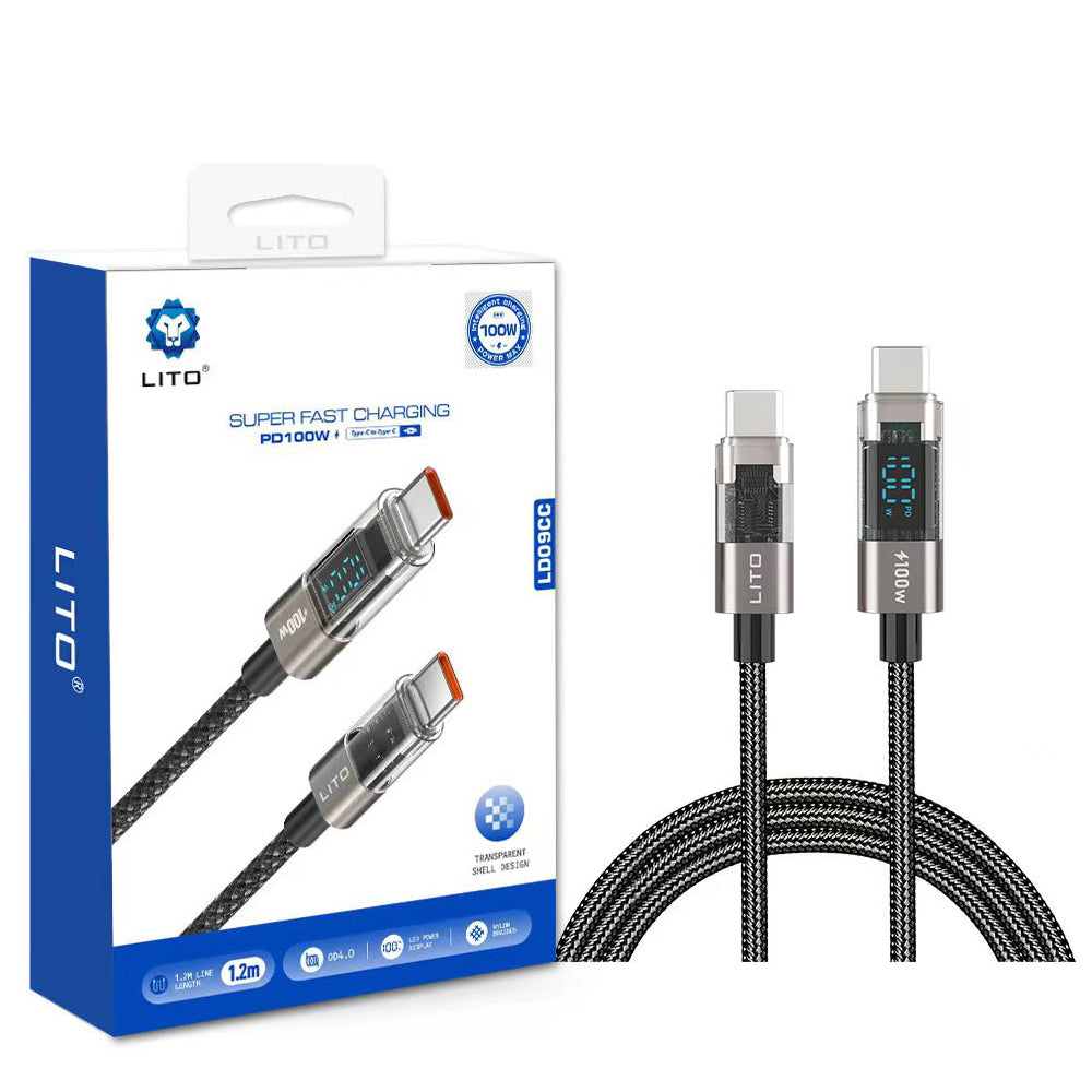 USB-C to Lightning Data and Charging Cable Lito LD09CC Display, 100W, 1.2m, Black