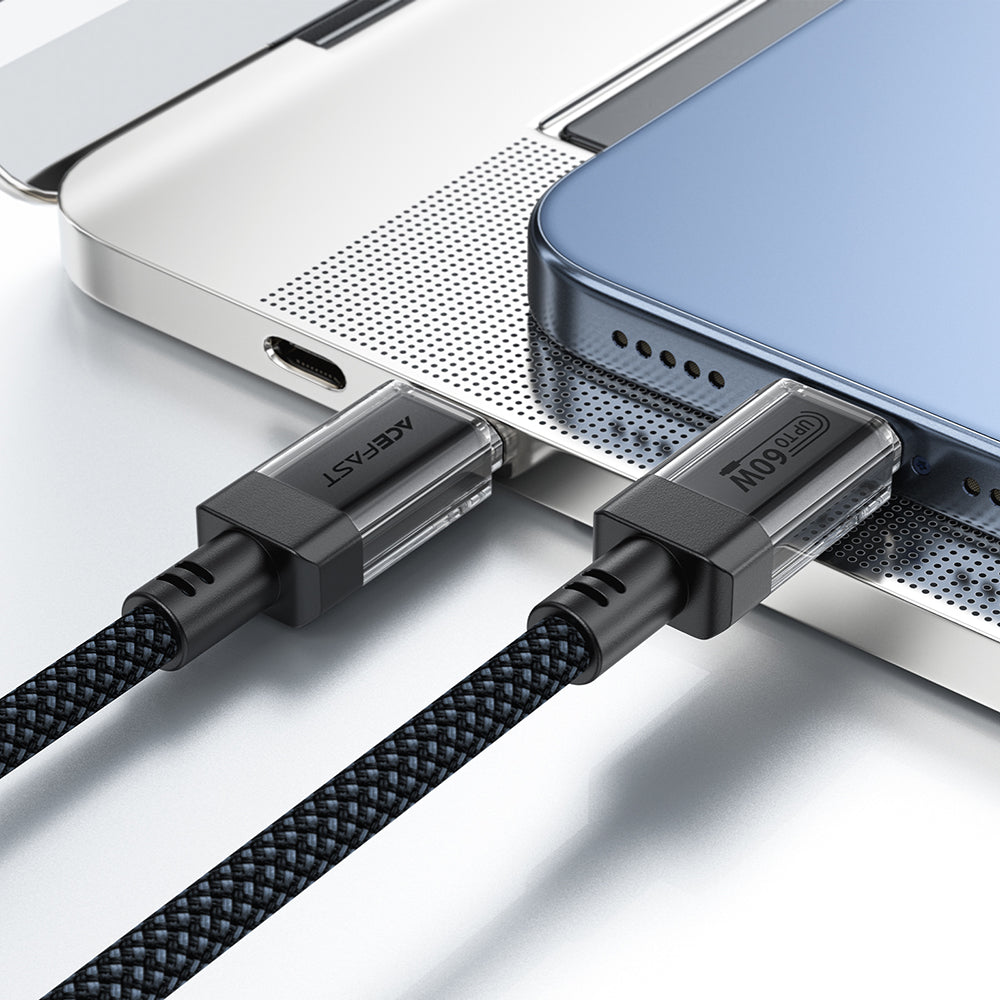 USB-C Data and Charging Cable - USB-C Acefast C12-03, 60W, 1.2m, Black