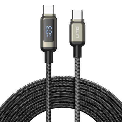 USB-C Data and Charging Cable - USB-C Lito LD15 Display, 60W, 1m, Black