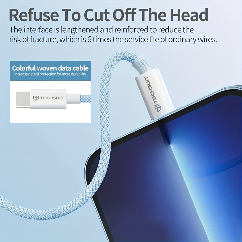 USB-C Data and Charging Cable - USB-C Techsuit PCB114D, 60W, 1m, Yellow