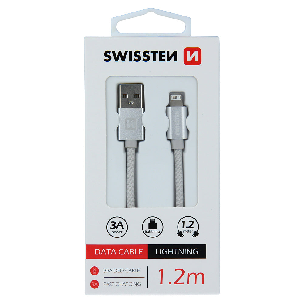 Swissten USB-A - Lightning Data and Charging Cable, 18W, 1.2m, Silver 71524203