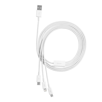 USB-A - Lightning / microUSB / USB-C Charging Cable Baseus Superior Series, 20W, 0.5m, White