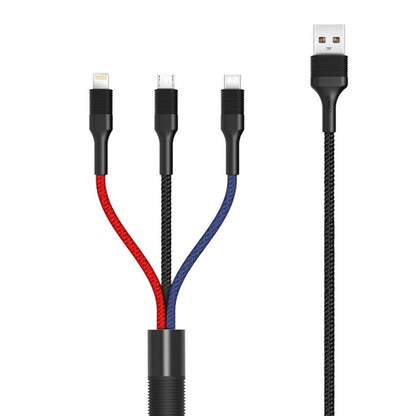 USB-A to Lightning / microUSB / USB-C Charging Cable XO Design NB54, 18W, 1.2m, Multicolor