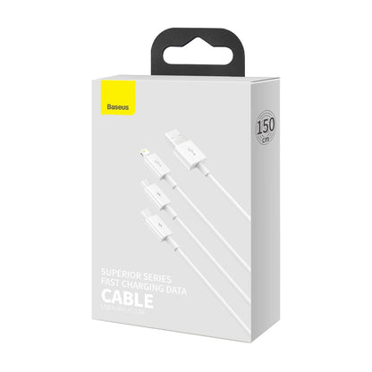 USB-A - Lightning / microUSB / USB-C Charging Cable Baseus Superior Series, 20W, 0.5m, White