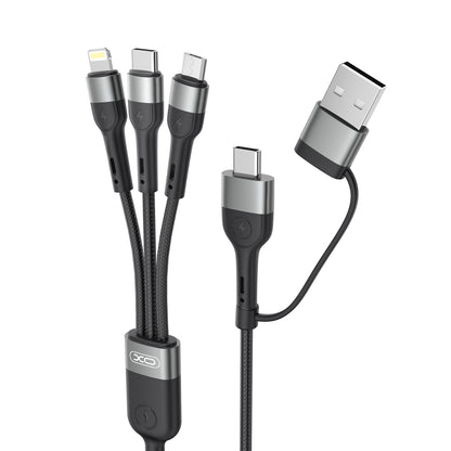 Charging Cable USB-A / USB-C - Lightning / microUSB / USB-C XO Design NB254, 60W, 1.2m, Black