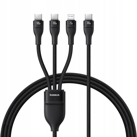USB-C Charging Cable - Lightning / 2 x USB-C Baseus Flash Series III 3in1, 100W, 1.5m, Black, Resealed P10377502111-00