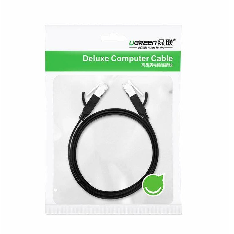 UGREEN Network Cable NW101 Flat, UTP, Cat6, 2m, Black 
