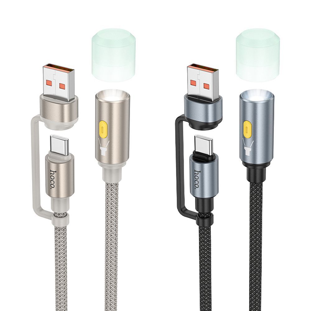 HOCO UA38C LED Cable, USB-C / USB-A, 0.3m, Gold