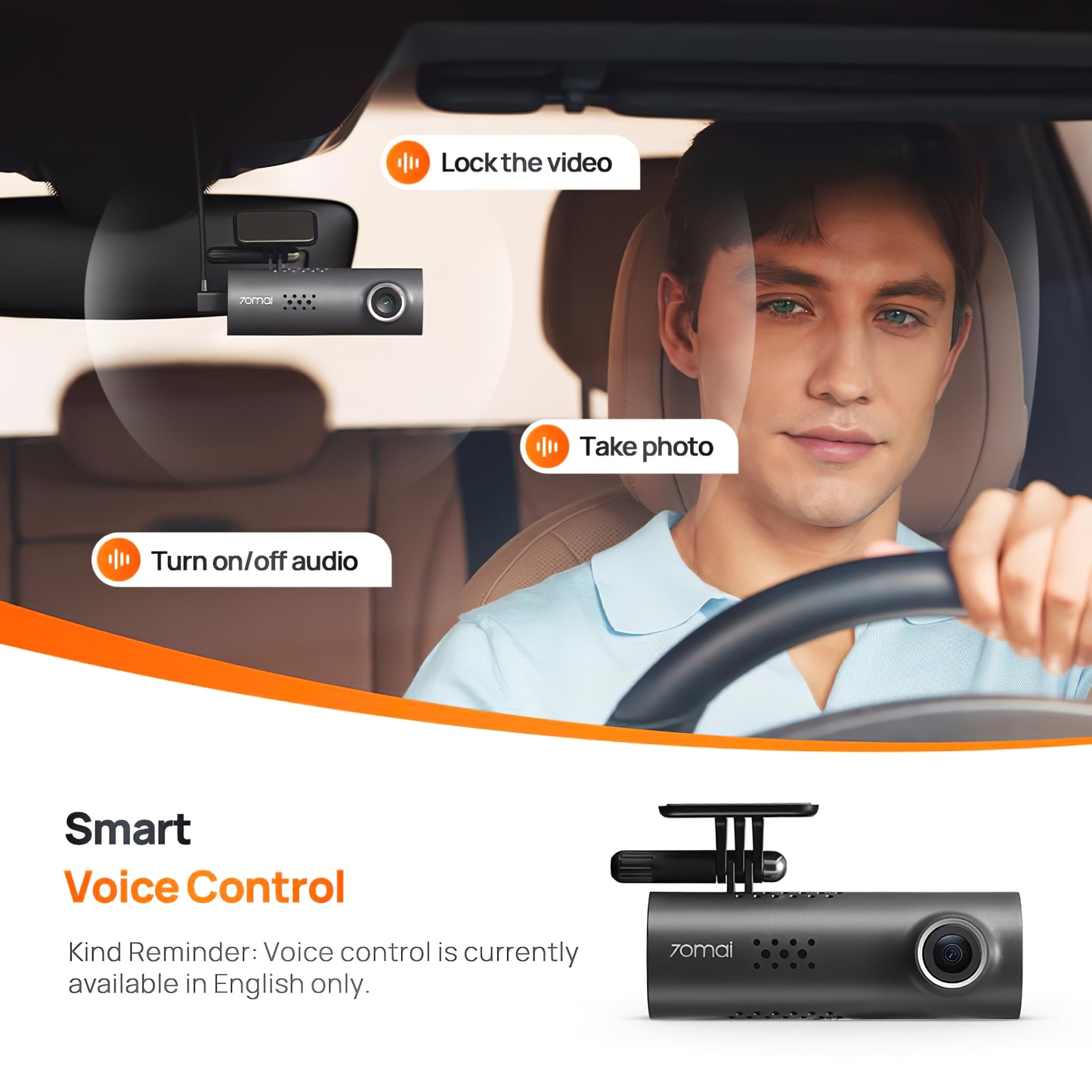 Car Camera 70mai Dash Cam 3 M200, 1080P, Wi-Fi