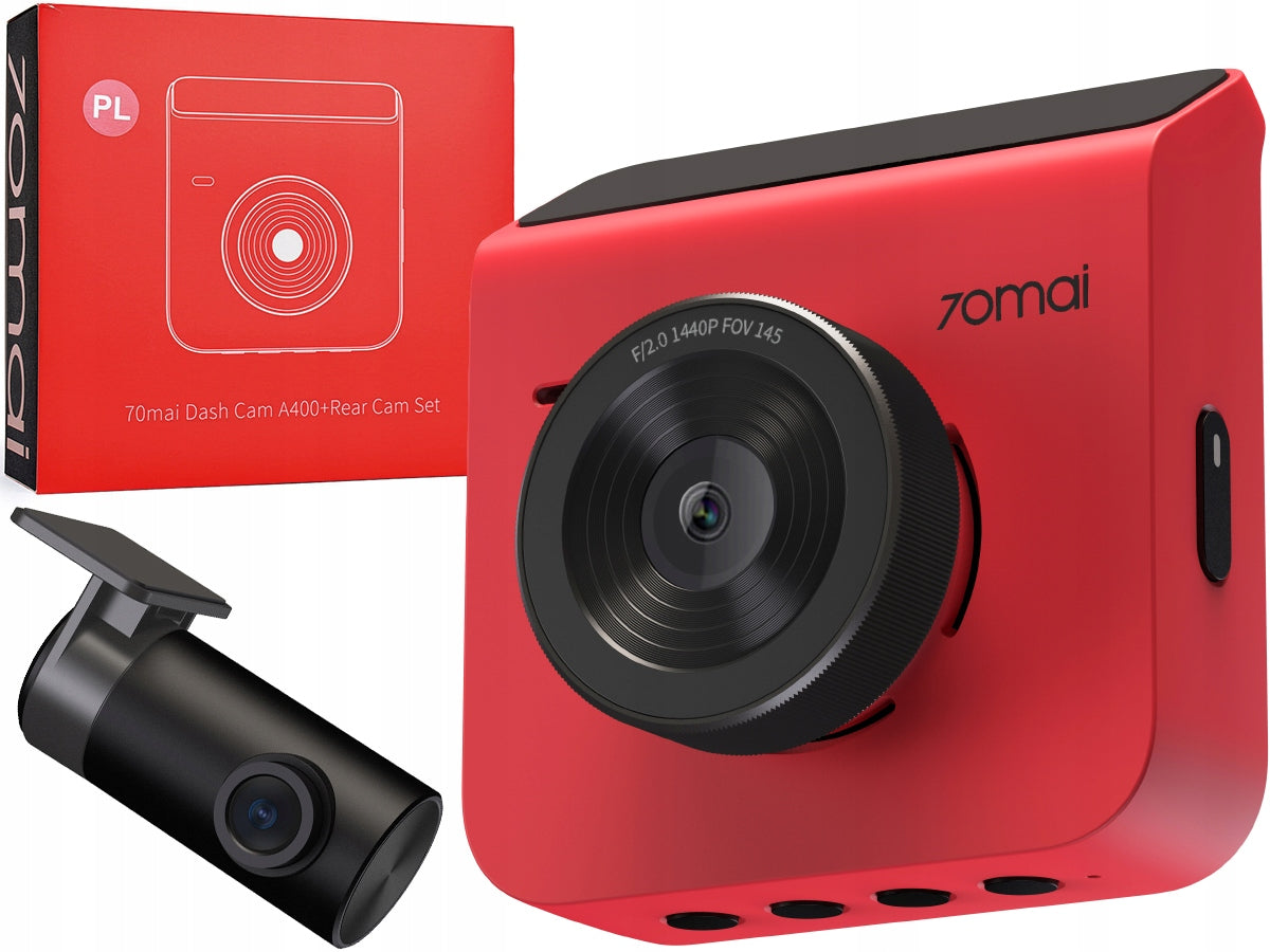 Rear Front Car Camera 70mai Dash Cam A400, 2K, Wi-Fi, 2inch Display, Red