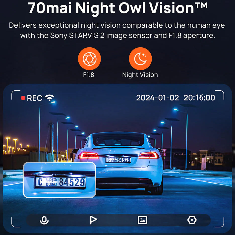 70mai Dash Cam A810, 4K, 4K, Wi-Fi, GPS, 3inch Display 