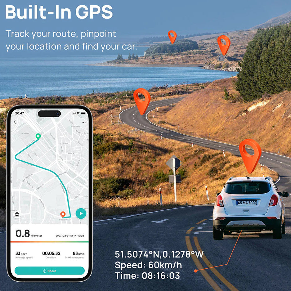 70mai Dash Cam A810, 4K, 4K, Wi-Fi, GPS, 3inch Display 
