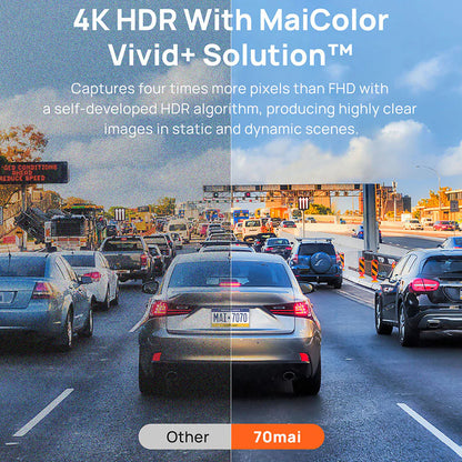 70mai Dash Cam A810, 4K, 4K, Wi-Fi, GPS, 3inch Display 
