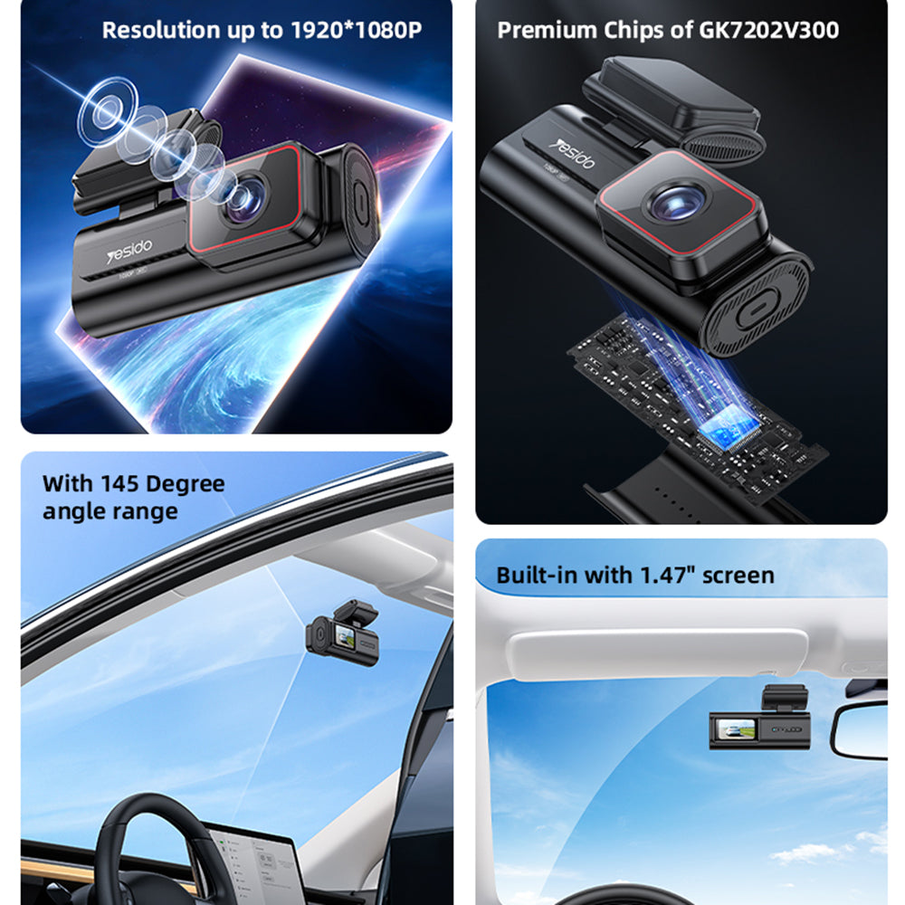 Yesido KM21 Car Camera, 1080P, Wi-Fi, 1.47inch Display