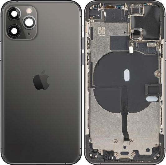 Apple iPhone 11 Pro Battery Cover, With Middle Housing, Black (Matte Space Gray), Swap (Grade B)