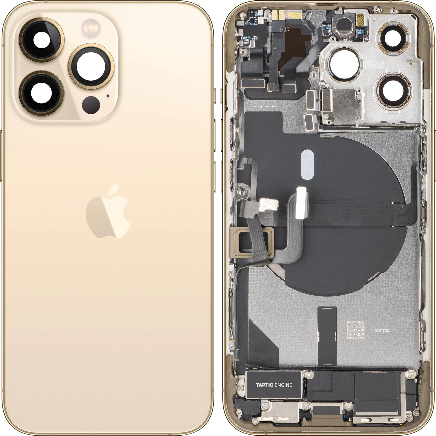 Apple iPhone 13 Pro Battery Cover, With Middle Case, Full Parts, Gold, Swap