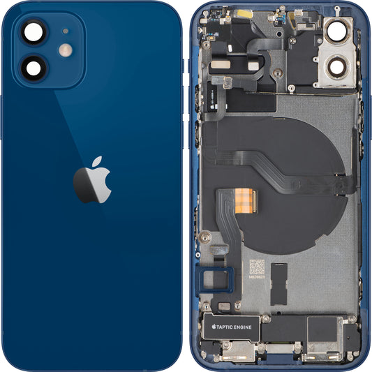 Apple iPhone 12 Battery Cover, With Middle Frame, Full Parts, Blue, Swap
