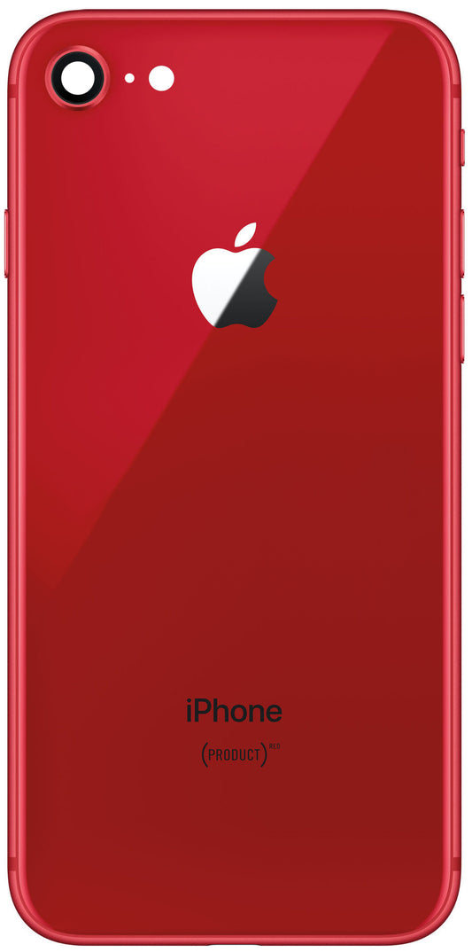 Apple iPhone 8 Battery Cover, With Middle Housing - Rear Camera Glass, Red