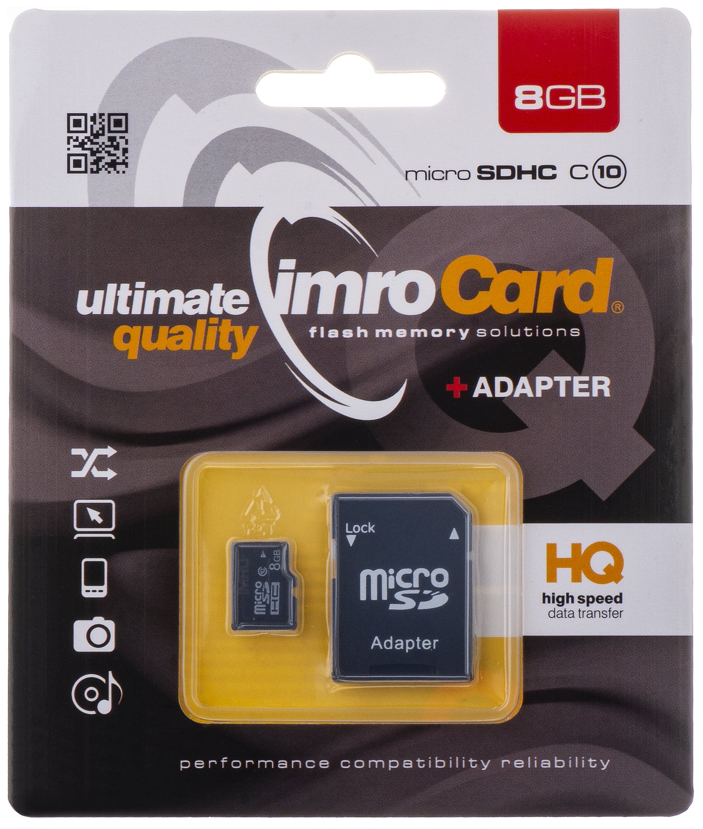 Imro microSDHC Memory Card, 8Gb, Class 10, With MicroSD10/8G Adapter