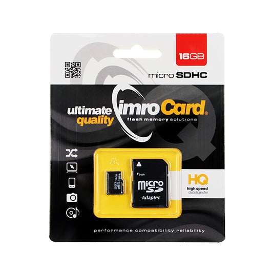 microSDHC Memory Card Imro, 16Gb, Class 10 / UHS-1 U1, with Adapter 